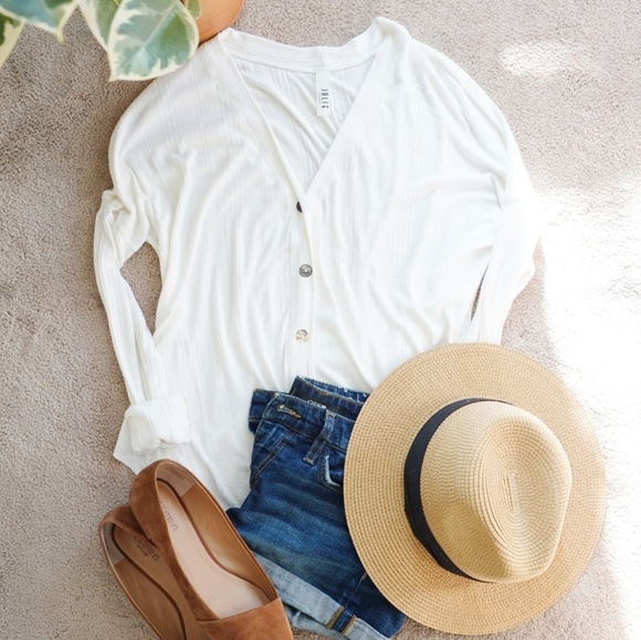 Jolie Tops - Jolie Soft Lightweight Ribbed Cardigan Top